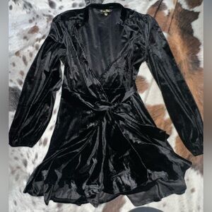 Black velvet mini dress